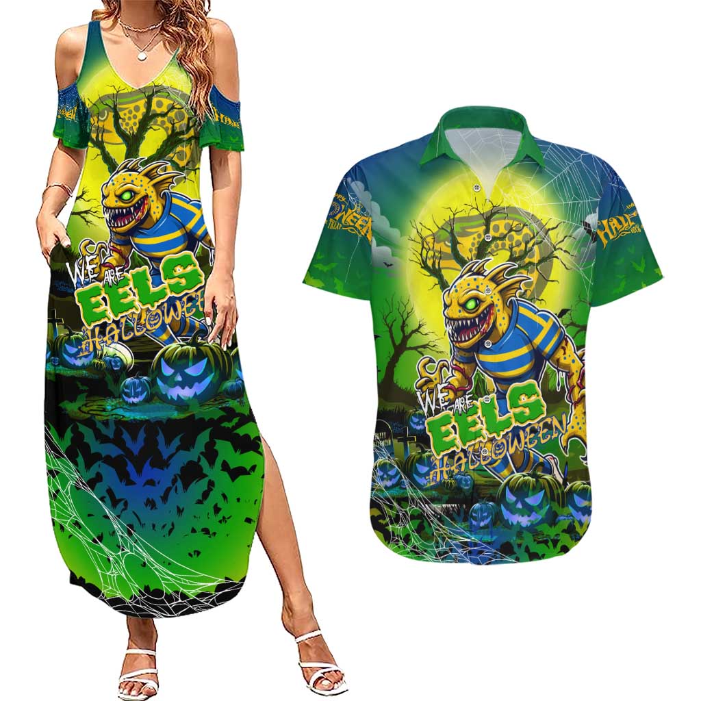 We Are Eels Halloween Couples Matching Summer Maxi Dress and Hawaiian Shirt Pumpkin Scary Spooky Season - Aussie Hoodie