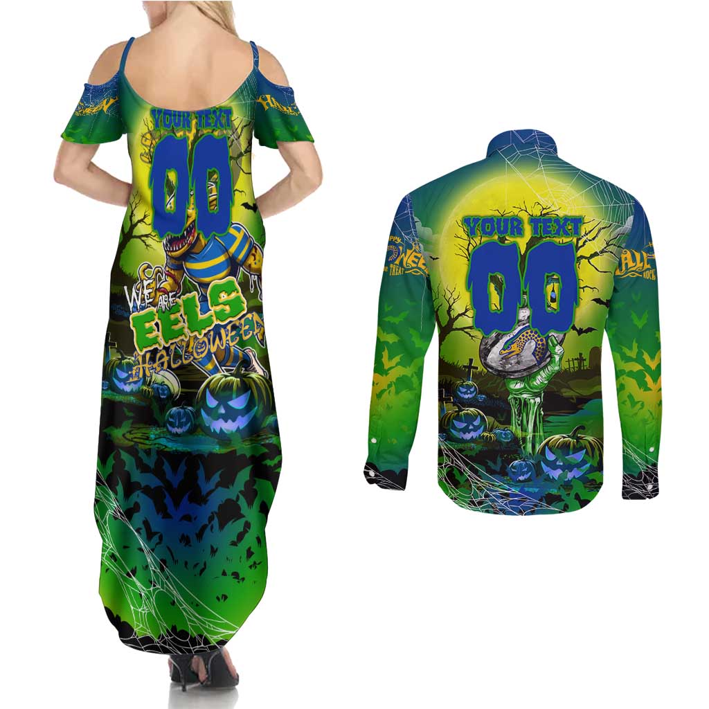 We Are Eels Halloween Couples Matching Summer Maxi Dress and Long Sleeve Button Shirt Pumpkin Scary Spooky Season - Aussie Hoodie