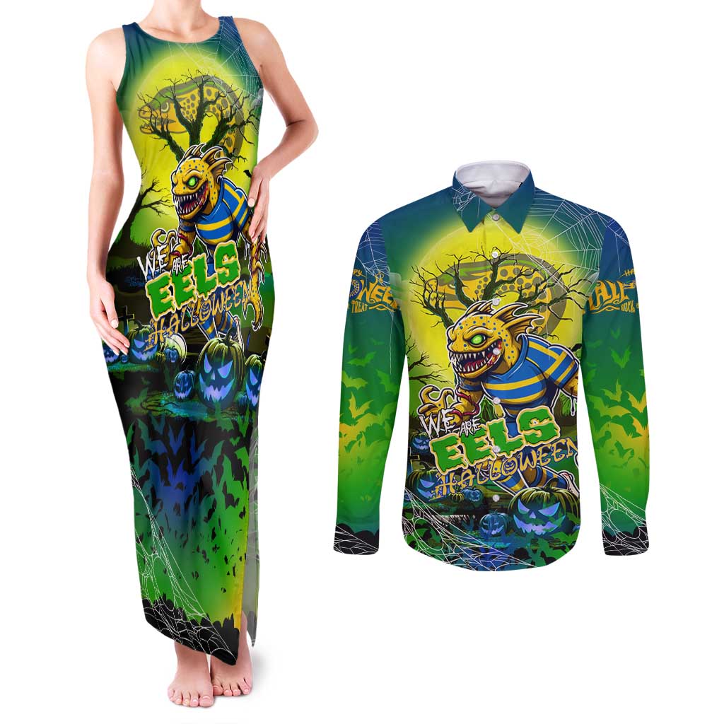 We Are Eels Halloween Couples Matching Tank Maxi Dress and Long Sleeve Button Shirt Pumpkin Scary Spooky Season - Aussie Hoodie
