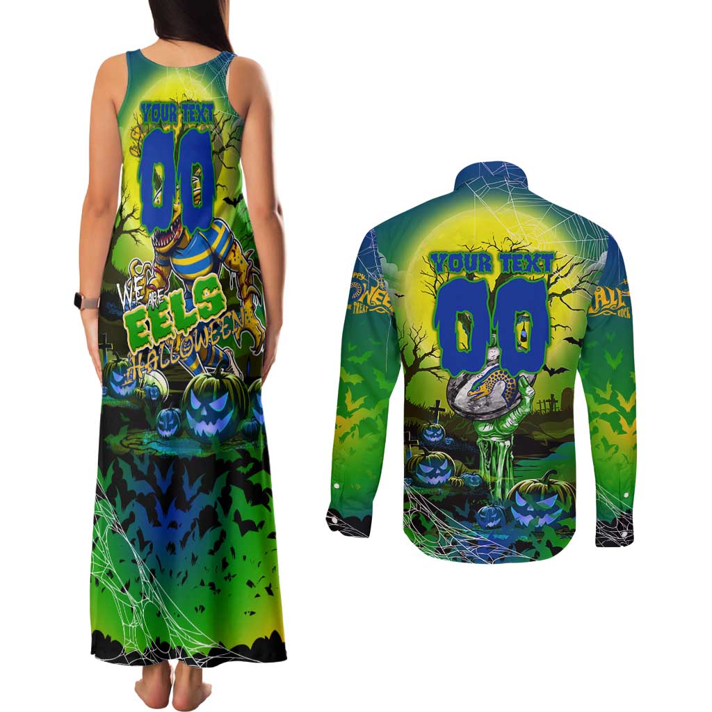 We Are Eels Halloween Couples Matching Tank Maxi Dress and Long Sleeve Button Shirt Pumpkin Scary Spooky Season - Aussie Hoodie