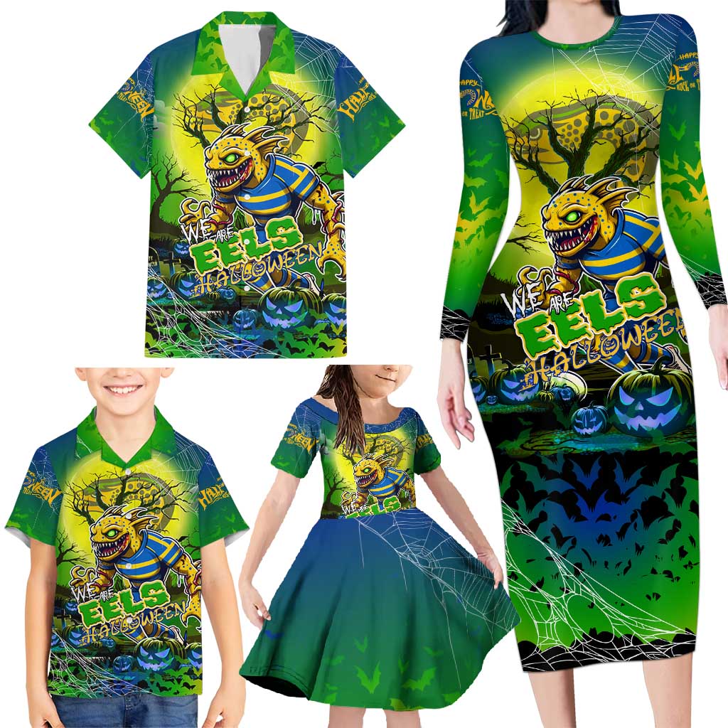 We Are Eels Halloween Family Matching Long Sleeve Bodycon Dress and Hawaiian Shirt Pumpkin Scary Spooky Season - Aussie Hoodie