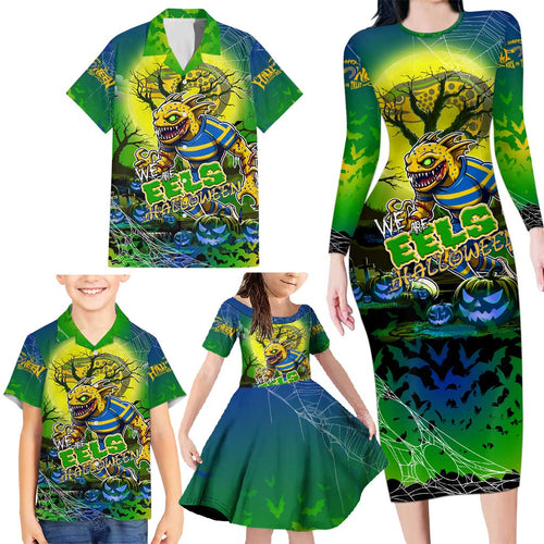 We Are Eels Halloween Family Matching Long Sleeve Bodycon Dress and Hawaiian Shirt Pumpkin Scary Spooky Season - Aussie Hoodie