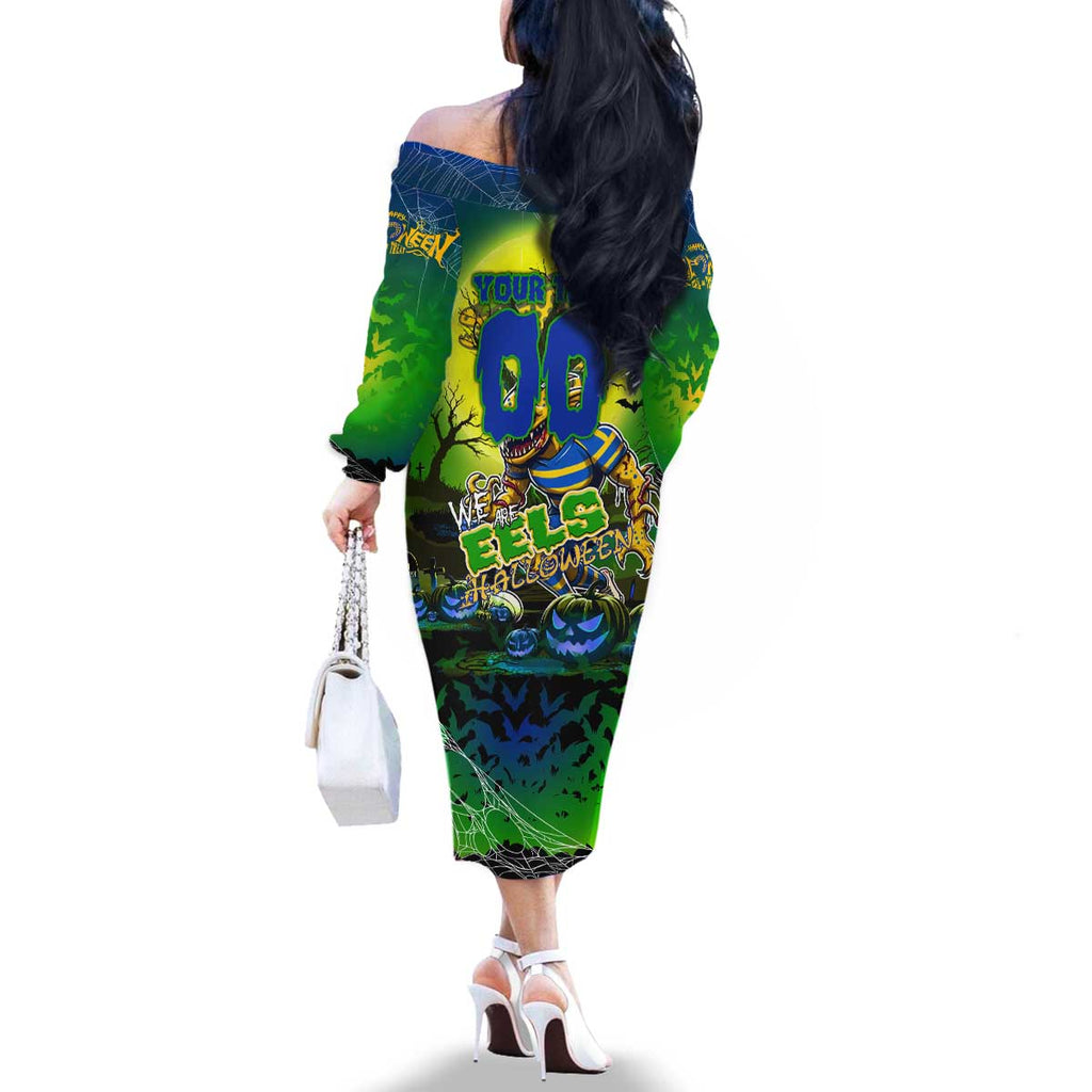 We Are Eels Halloween Family Matching Off The Shoulder Long Sleeve Dress and Hawaiian Shirt Pumpkin Scary Spooky Season - Aussie Hoodie