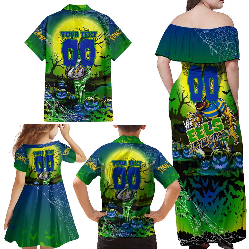 We Are Eels Halloween Family Matching Off Shoulder Maxi Dress and Hawaiian Shirt Pumpkin Scary Spooky Season - Aussie Hoodie