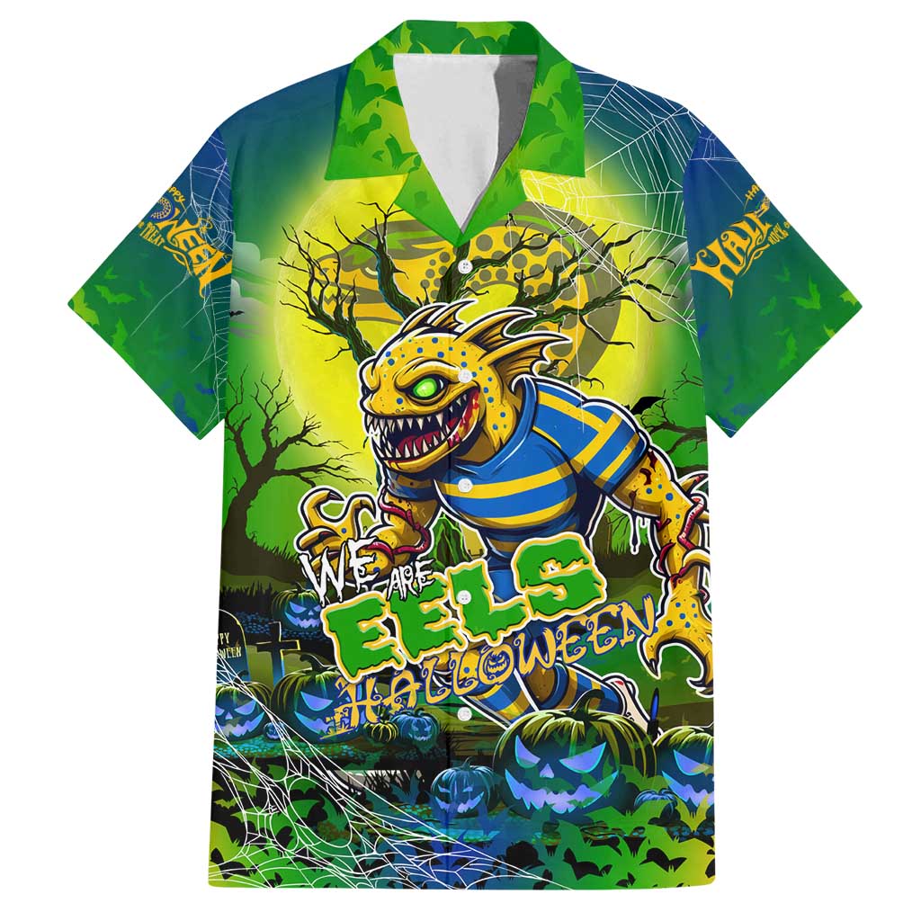 We Are Eels Halloween Family Matching Off Shoulder Maxi Dress and Hawaiian Shirt Pumpkin Scary Spooky Season - Aussie Hoodie