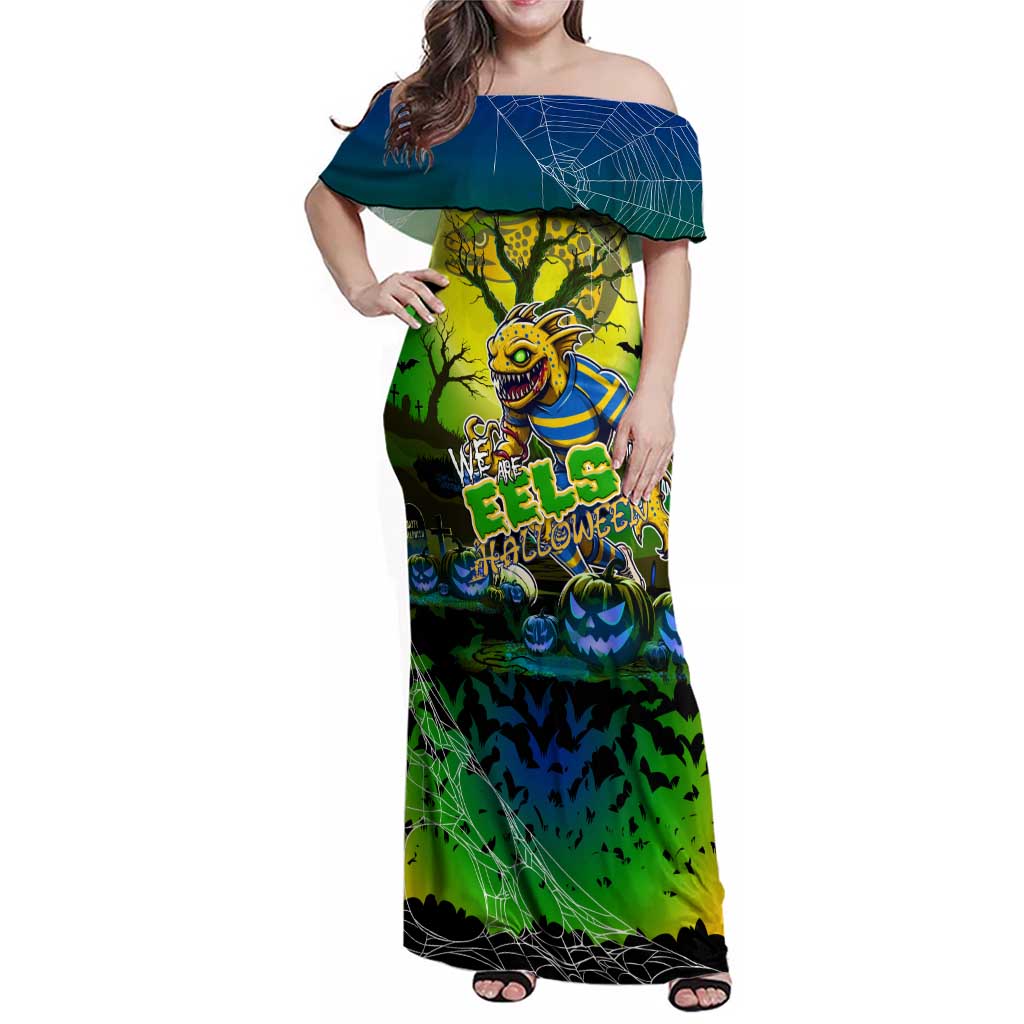 We Are Eels Halloween Family Matching Off Shoulder Maxi Dress and Hawaiian Shirt Pumpkin Scary Spooky Season - Aussie Hoodie