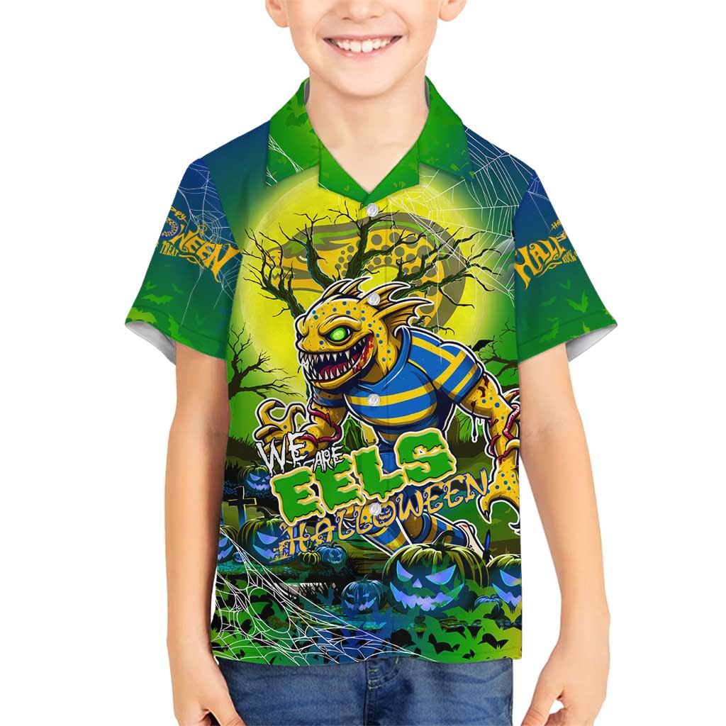 We Are Eels Halloween Family Matching Off Shoulder Maxi Dress and Hawaiian Shirt Pumpkin Scary Spooky Season - Aussie Hoodie