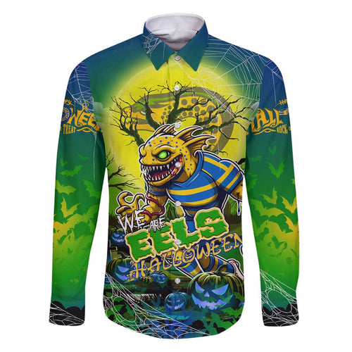 We Are Eels Halloween Family Matching Off Shoulder Short Dress and Hawaiian Shirt Pumpkin Scary Spooky Season - Aussie Hoodie