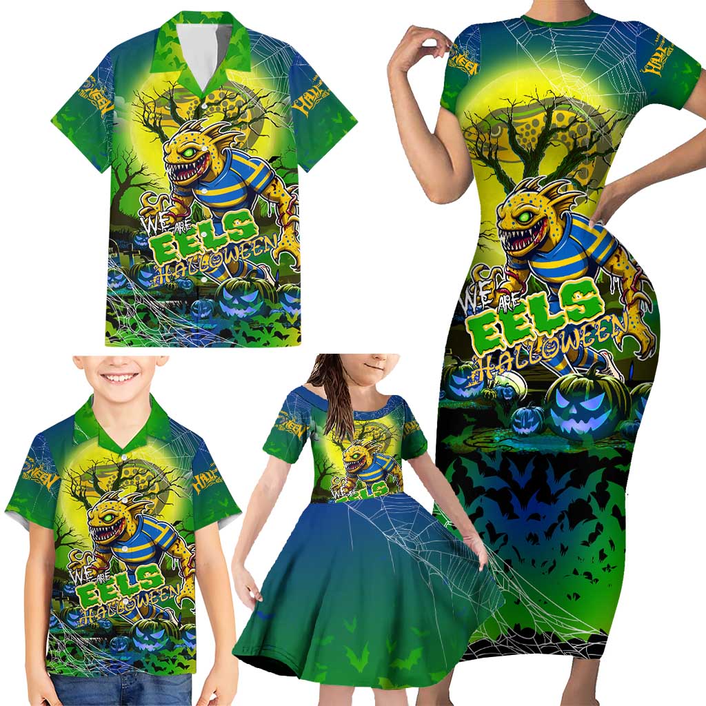 We Are Eels Halloween Family Matching Short Sleeve Bodycon Dress and Hawaiian Shirt Pumpkin Scary Spooky Season - Aussie Hoodie