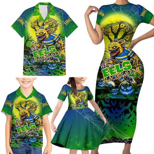 We Are Eels Halloween Family Matching Short Sleeve Bodycon Dress and Hawaiian Shirt Pumpkin Scary Spooky Season - Aussie Hoodie