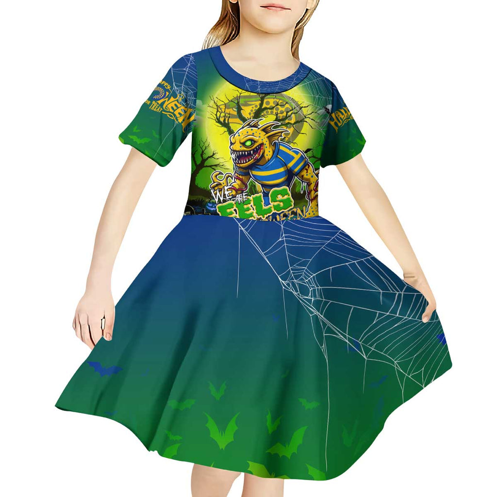 We Are Eels Halloween Kid Short Sleeve Dress Pumpkin Scary Spooky Season - Aussie Hoodie