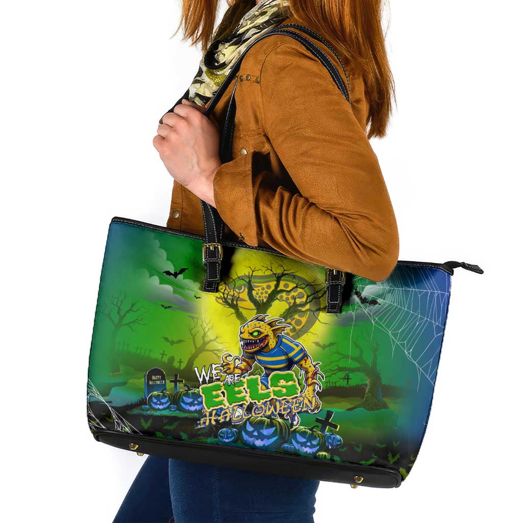 We Are Eels Halloween Leather Tote Bag Pumpkin Scary Spooky Season - Aussie Hoodie