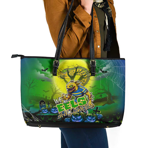 We Are Eels Halloween Leather Tote Bag Pumpkin Scary Spooky Season - Aussie Hoodie