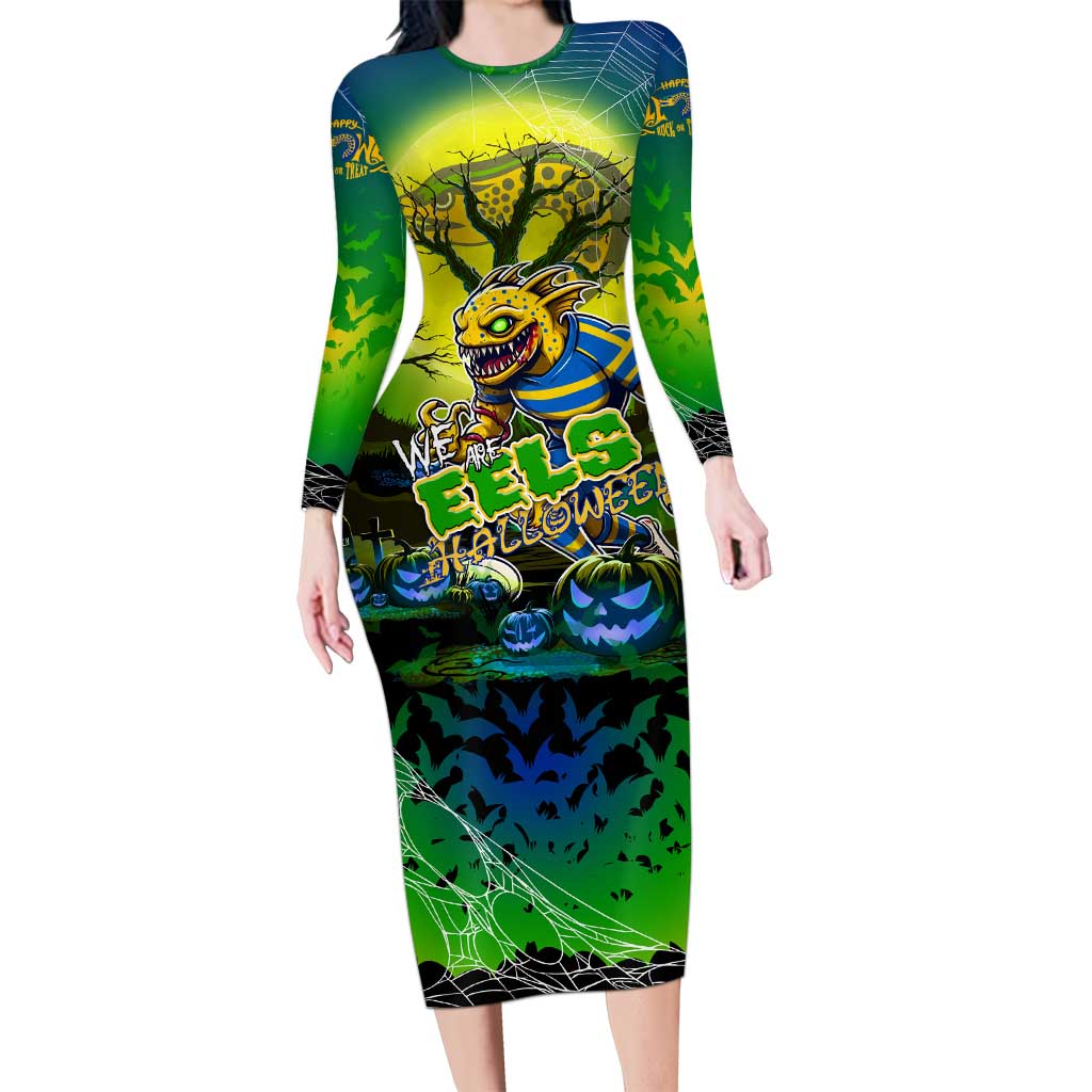 We Are Eels Halloween Long Sleeve Bodycon Dress Pumpkin Scary Spooky Season - Aussie Hoodie