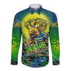 We Are Eels Halloween Long Sleeve Button Shirt Pumpkin Scary Spooky Season - Aussie Hoodie