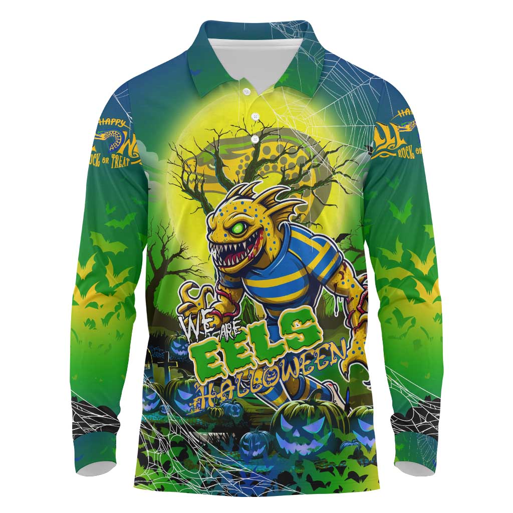 We Are Eels Halloween Long Sleeve Polo Shirt Pumpkin Scary Spooky Season - Aussie Hoodie