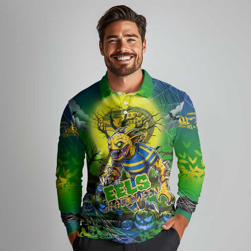 We Are Eels Halloween Long Sleeve Polo Shirt Pumpkin Scary Spooky Season - Aussie Hoodie