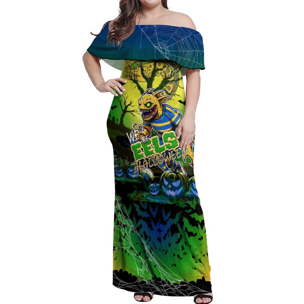 We Are Eels Halloween Off Shoulder Maxi Dress Pumpkin Scary Spooky Season - Aussie Hoodie