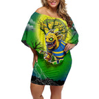 We Are Eels Halloween Off Shoulder Short Dress Pumpkin Scary Spooky Season - Aussie Hoodie