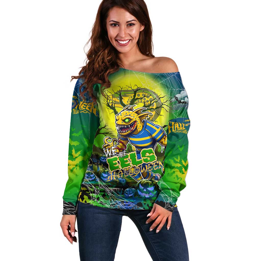 We Are Eels Halloween Off Shoulder Sweater Pumpkin Scary Spooky Season - Aussie Hoodie