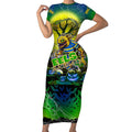 We Are Eels Halloween Short Sleeve Bodycon Dress Pumpkin Scary Spooky Season - Aussie Hoodie