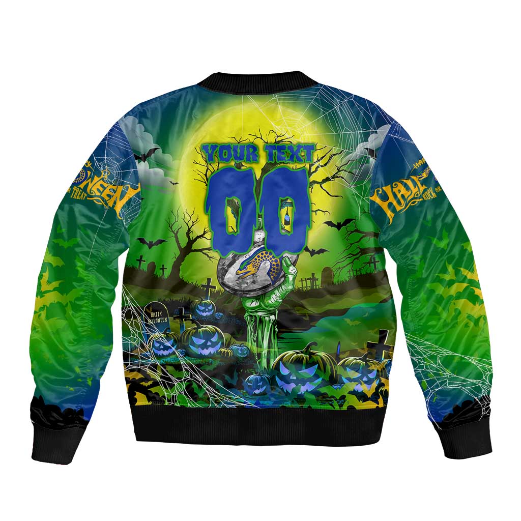 We Are Eels Halloween Sleeve Zip Bomber Jacket Pumpkin Scary Spooky Season - Aussie Hoodie