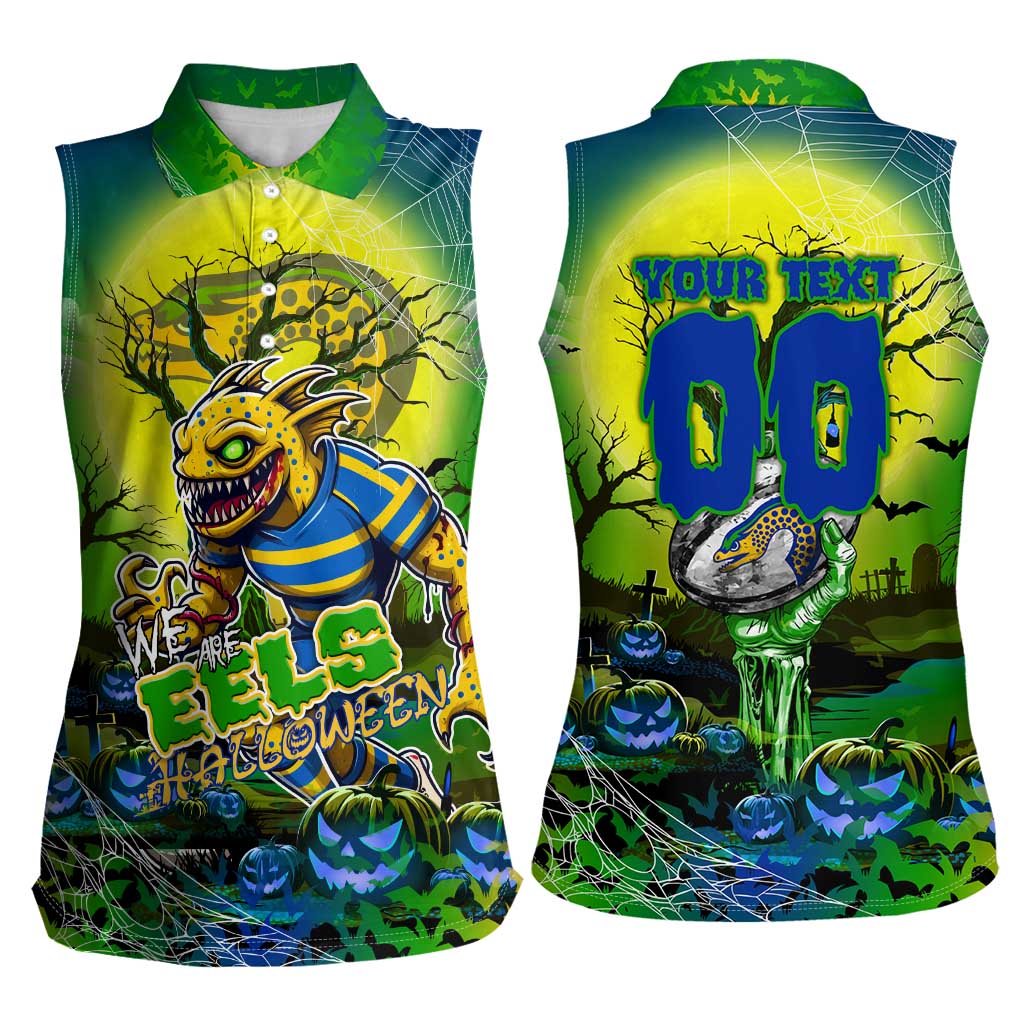 We Are Eels Halloween Women Sleeveless Polo Shirt Pumpkin Scary Spooky Season - Aussie Hoodie
