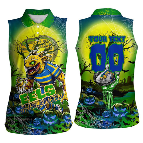 We Are Eels Halloween Women Sleeveless Polo Shirt Pumpkin Scary Spooky Season - Aussie Hoodie
