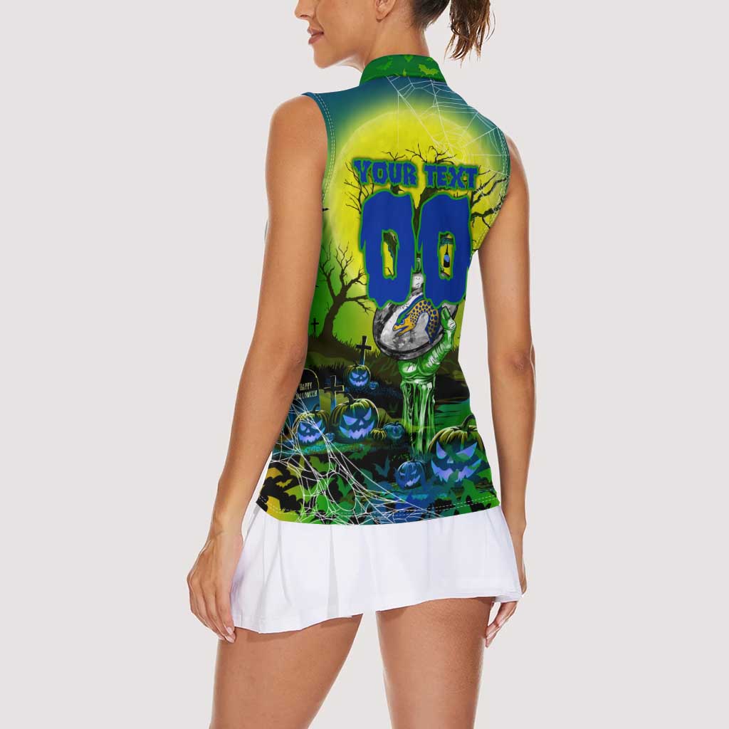 We Are Eels Halloween Women Sleeveless Polo Shirt Pumpkin Scary Spooky Season - Aussie Hoodie