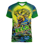 We Are Eels Halloween Women V-Neck T-Shirt Pumpkin Scary Spooky Season - Aussie Hoodie