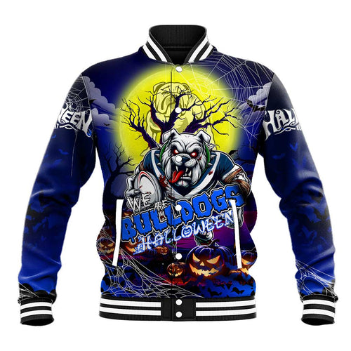 We Are Bulldogs Halloween Baseball Jacket Pumpkin Scary Spooky Season - Aussie Hoodie