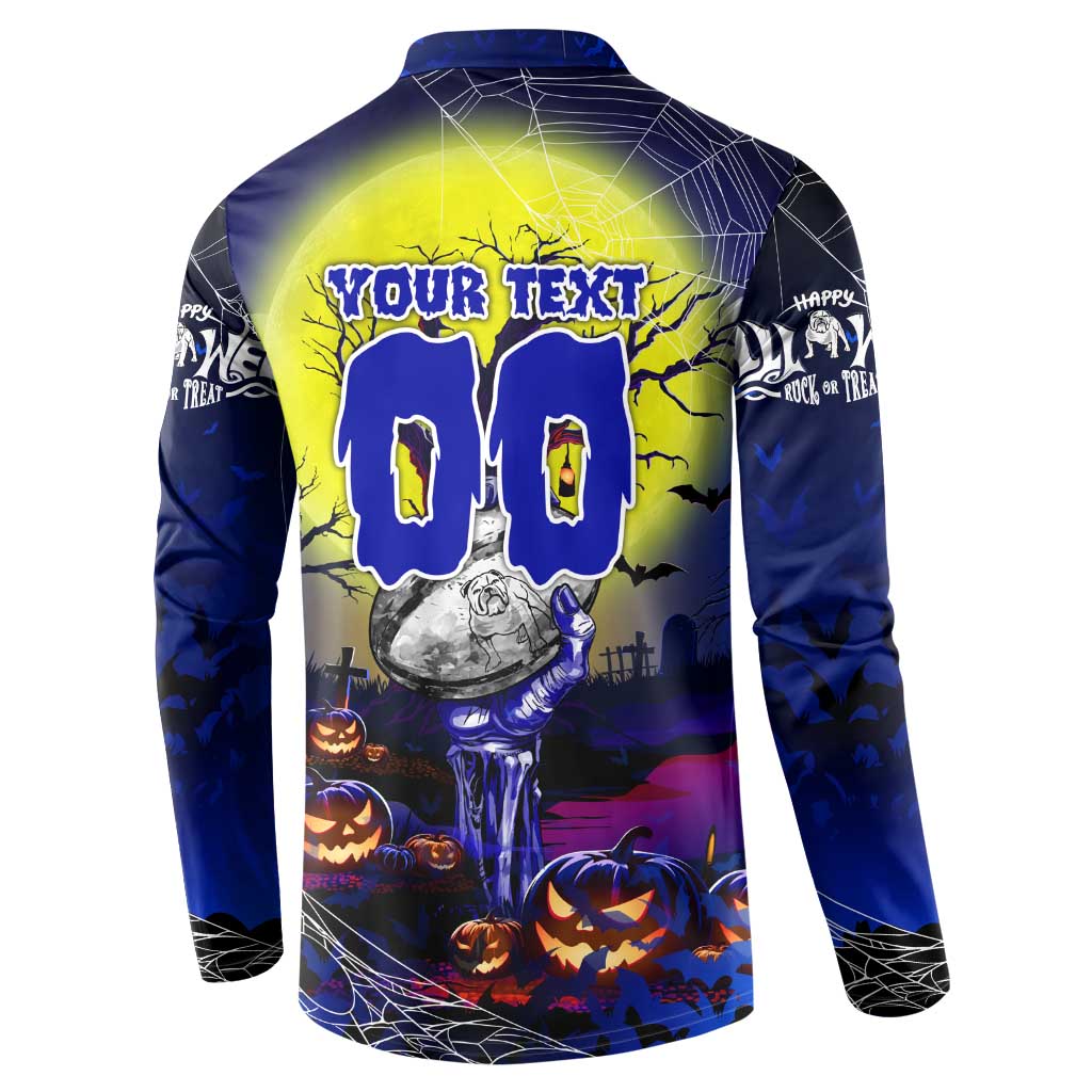 We Are Bulldogs Halloween Button Sweatshirt Pumpkin Scary Spooky Season - Aussie Hoodie