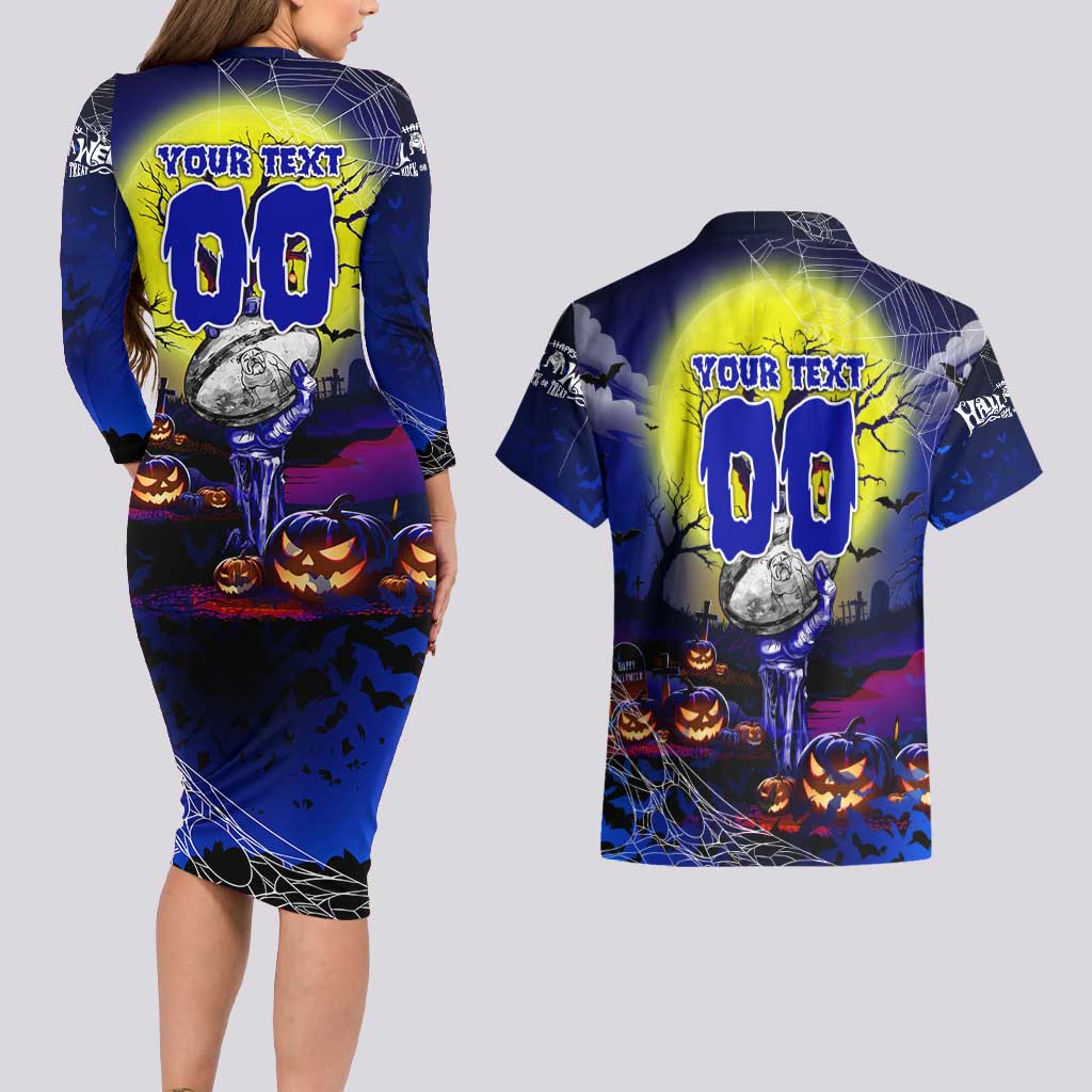 We Are Bulldogs Halloween Couples Matching Long Sleeve Bodycon Dress and Hawaiian Shirt Pumpkin Scary Spooky Season - Aussie Hoodie
