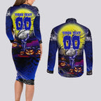 We Are Bulldogs Halloween Couples Matching Long Sleeve Bodycon Dress and Long Sleeve Button Shirt Pumpkin Scary Spooky Season - Aussie Hoodie