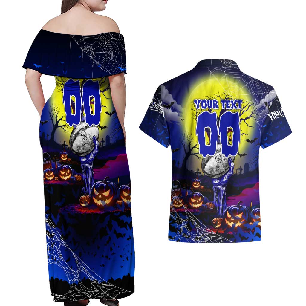 We Are Bulldogs Halloween Couples Matching Off Shoulder Maxi Dress and Hawaiian Shirt Pumpkin Scary Spooky Season - Aussie Hoodie