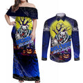 We Are Bulldogs Halloween Couples Matching Off Shoulder Maxi Dress and Long Sleeve Button Shirt Pumpkin Scary Spooky Season - Aussie Hoodie