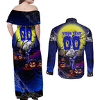 We Are Bulldogs Halloween Couples Matching Off Shoulder Maxi Dress and Long Sleeve Button Shirt Pumpkin Scary Spooky Season - Aussie Hoodie