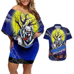 We Are Bulldogs Halloween Couples Matching Off Shoulder Short Dress and Hawaiian Shirt Pumpkin Scary Spooky Season - Aussie Hoodie