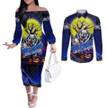 We Are Bulldogs Halloween Couples Matching Off The Shoulder Long Sleeve Dress and Long Sleeve Button Shirt Pumpkin Scary Spooky Season - Aussie Hoodie