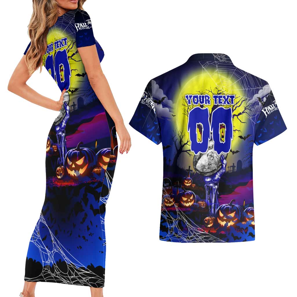 We Are Bulldogs Halloween Couples Matching Short Sleeve Bodycon Dress and Hawaiian Shirt Pumpkin Scary Spooky Season - Aussie Hoodie