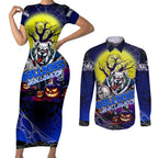 We Are Bulldogs Halloween Couples Matching Short Sleeve Bodycon Dress and Long Sleeve Button Shirt Pumpkin Scary Spooky Season - Aussie Hoodie