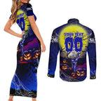 We Are Bulldogs Halloween Couples Matching Short Sleeve Bodycon Dress and Long Sleeve Button Shirt Pumpkin Scary Spooky Season - Aussie Hoodie