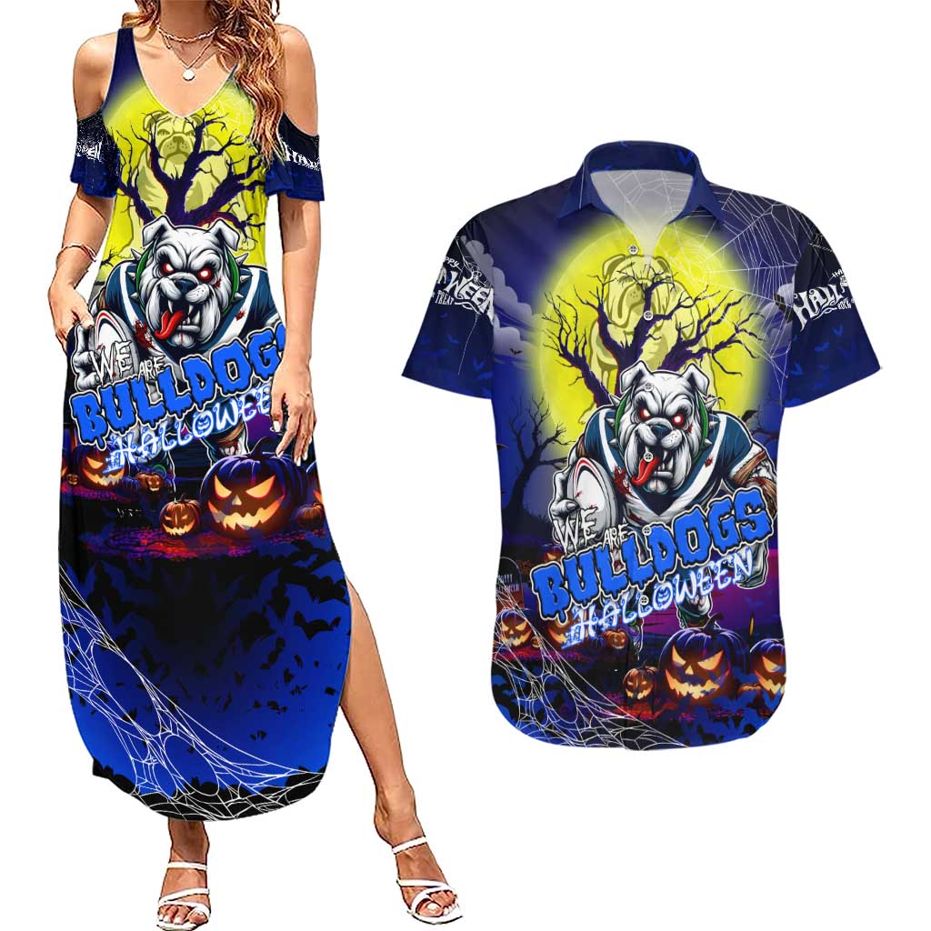 We Are Bulldogs Halloween Couples Matching Summer Maxi Dress and Hawaiian Shirt Pumpkin Scary Spooky Season - Aussie Hoodie