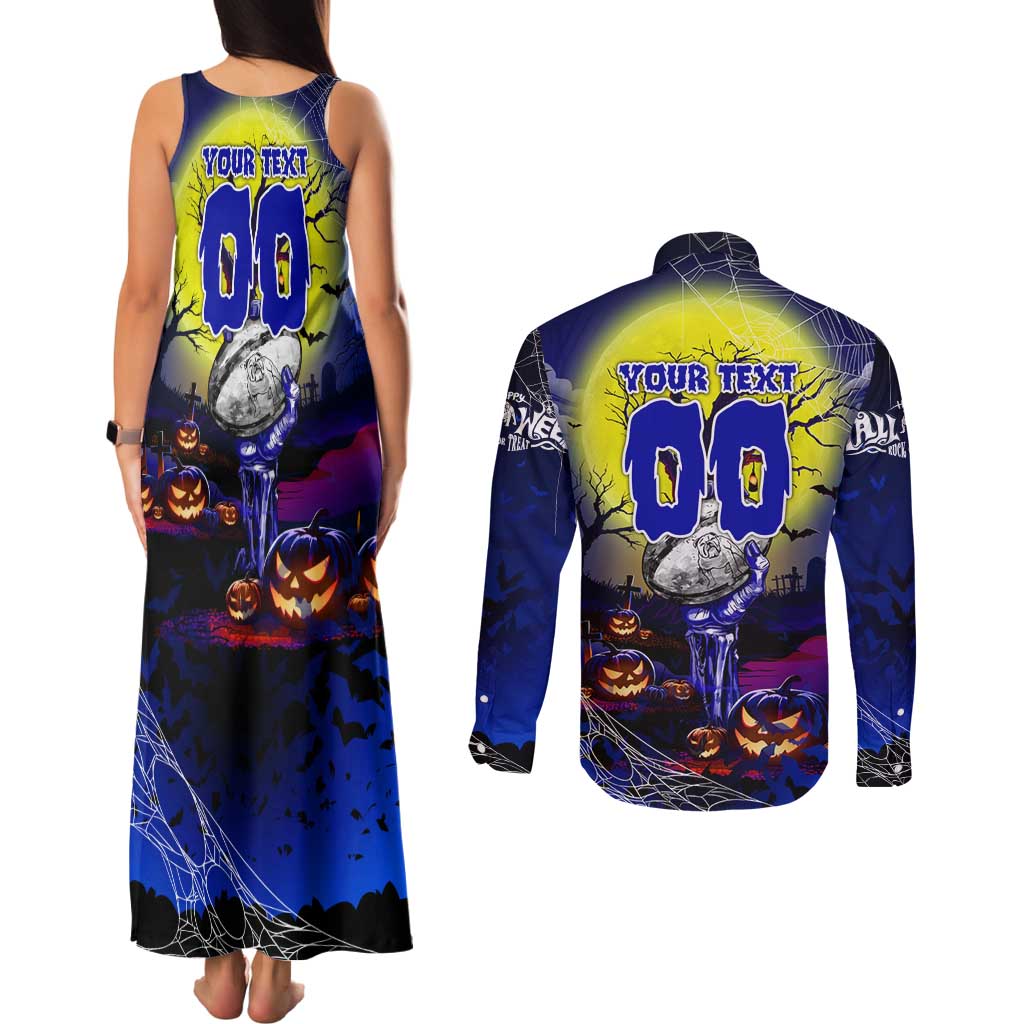 We Are Bulldogs Halloween Couples Matching Tank Maxi Dress and Long Sleeve Button Shirt Pumpkin Scary Spooky Season - Aussie Hoodie