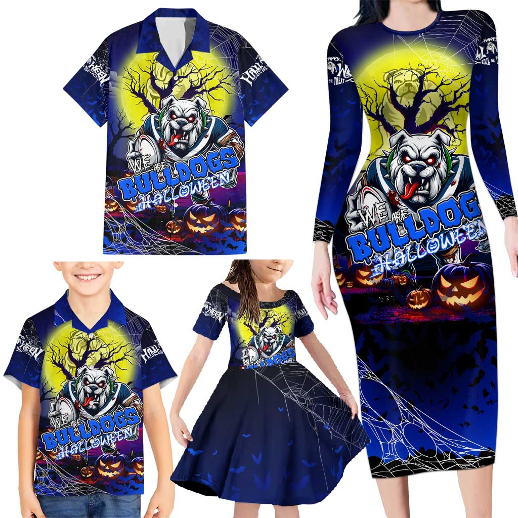 We Are Bulldogs Halloween Family Matching Long Sleeve Bodycon Dress and Hawaiian Shirt Pumpkin Scary Spooky Season - Aussie Hoodie