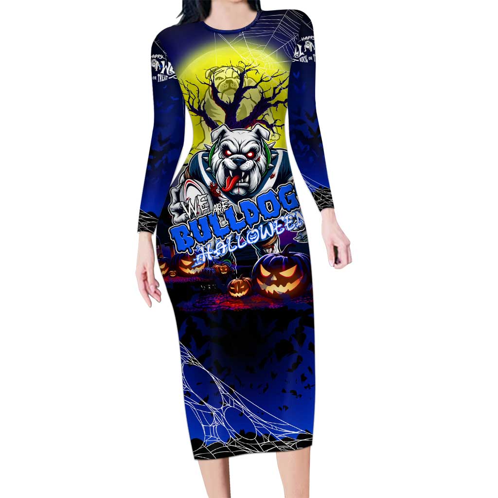 We Are Bulldogs Halloween Family Matching Long Sleeve Bodycon Dress and Hawaiian Shirt Pumpkin Scary Spooky Season - Aussie Hoodie