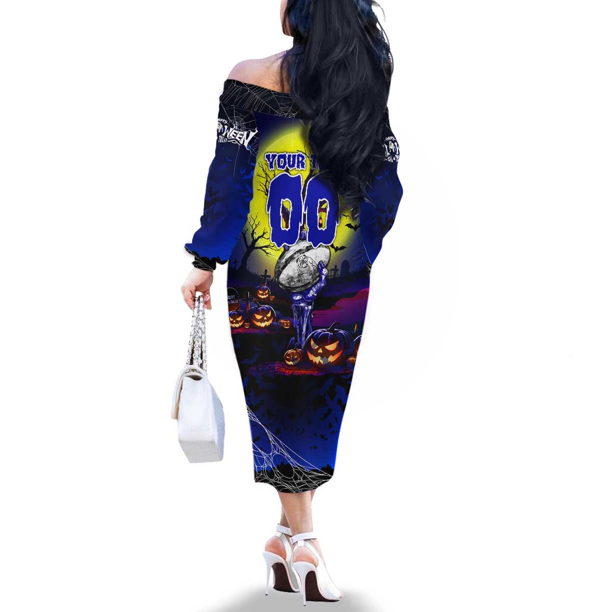 We Are Bulldogs Halloween Family Matching Off The Shoulder Long Sleeve Dress and Hawaiian Shirt Pumpkin Scary Spooky Season - Aussie Hoodie