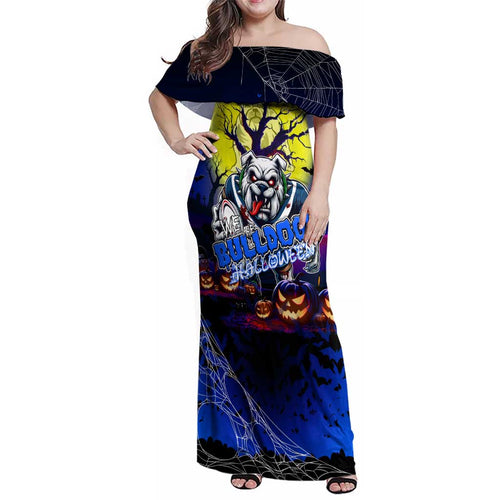 We Are Bulldogs Halloween Family Matching Off Shoulder Maxi Dress and Hawaiian Shirt Pumpkin Scary Spooky Season - Aussie Hoodie