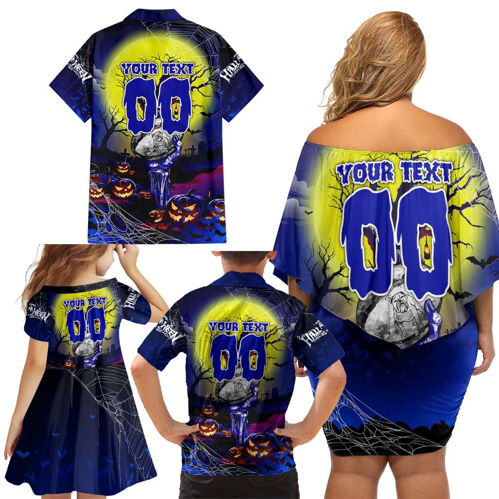 We Are Bulldogs Halloween Family Matching Off Shoulder Short Dress and Hawaiian Shirt Pumpkin Scary Spooky Season - Aussie Hoodie