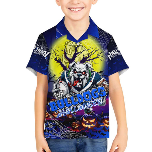 We Are Bulldogs Halloween Family Matching Off Shoulder Short Dress and Hawaiian Shirt Pumpkin Scary Spooky Season - Aussie Hoodie